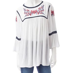Red, White, and Blue Embroidered Blouse ❤️💙